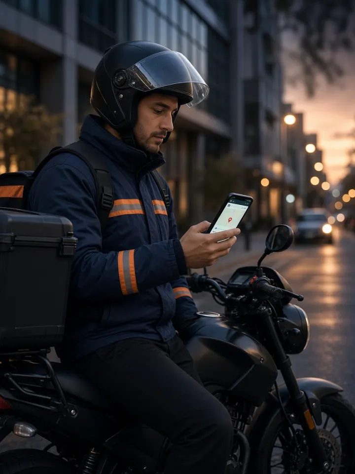 Motosikletinde WhatsApp'tan gelen konumu kontrol eden kurye